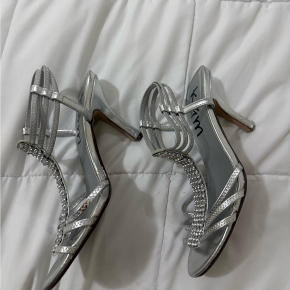 Silver Rhinestone Strappy Heels - Picture 3 of 7